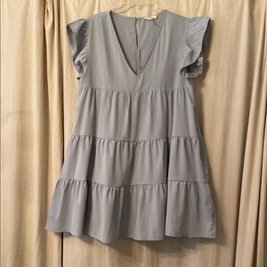 Entro Gray Flutter Sleeve Tiered Tunic